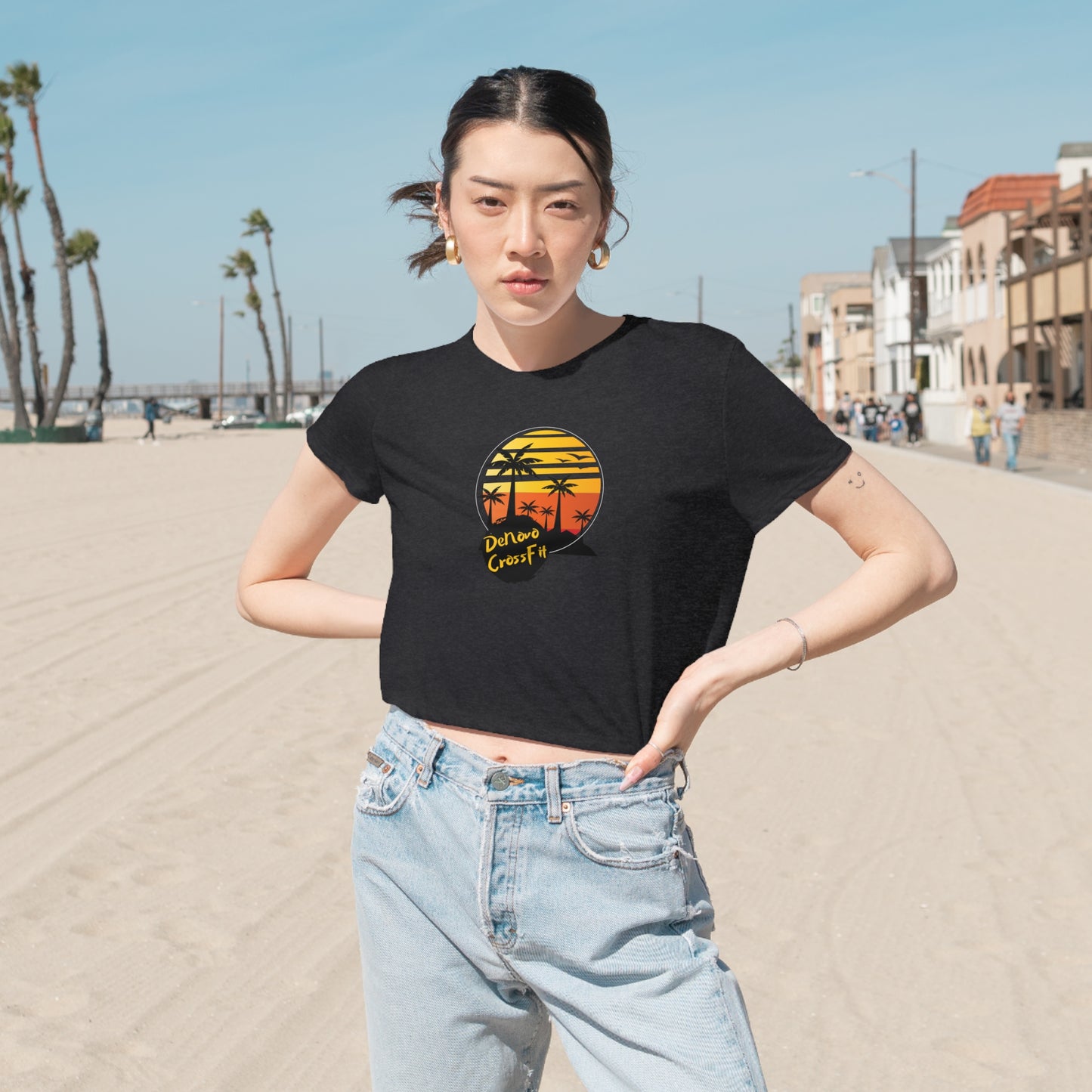 Women's Flowy Cropped SUNSET Tee